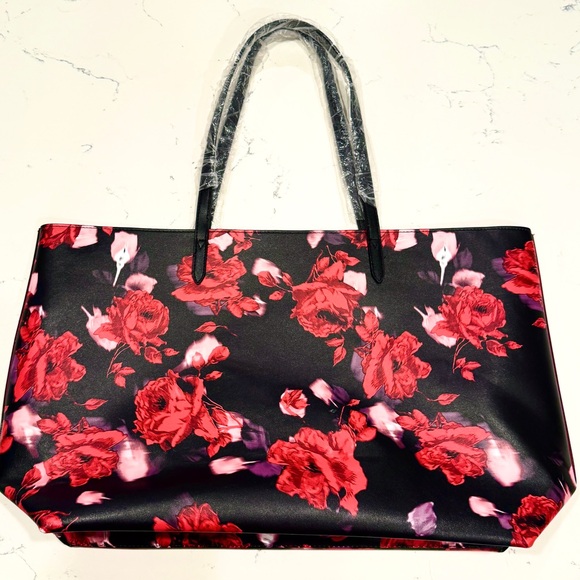 Victoria's Secret Black and Red Floral Large Limited Edition Tote Bag NWT - Picture 6 of 9